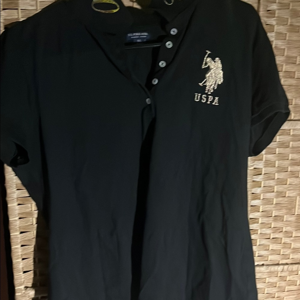 U.S. Polo Assn. Black Blouse with Embroidered Logo